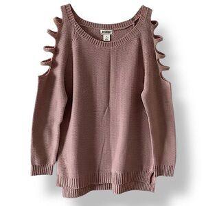 ❀ 2X Womens Sweater Pink Mauve Shoulder Cut
